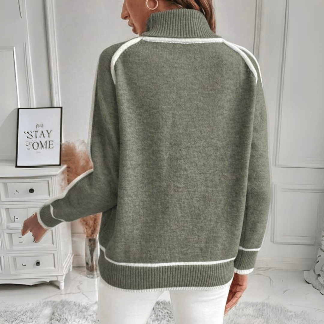 Nora – Luxuriöser Olivgrüner Strickpullover